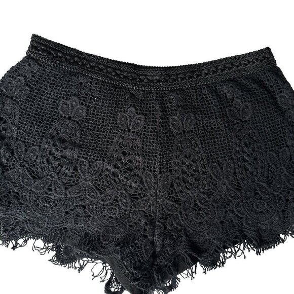 FIRE LOS ANGELES BOHEMIAN STYLE CROCHET SHORT SHORTS IN BLACK SZ S 100% COTTON - Picture 16 of 16